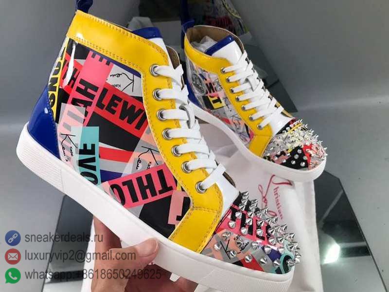 CHRISTIAN LOUBOUTIN UNISEX HIGH SNEAKERS YELLOW PATENT D8010340